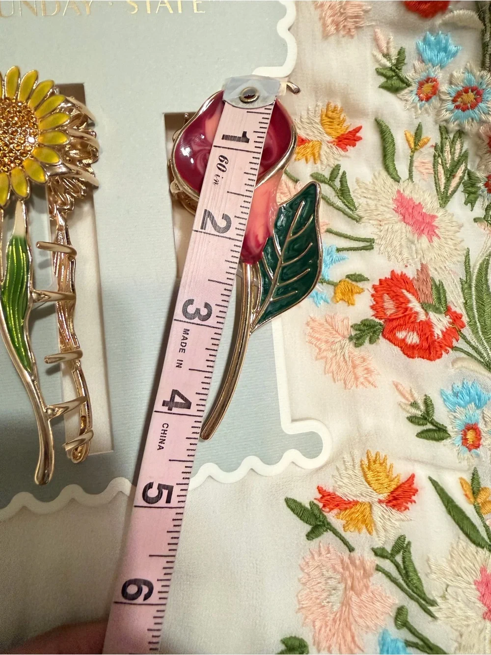 Women’s Floral Hair Clips - Yellow Sunflower & Pink Calla Lily Set NEW